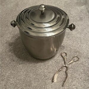 Lenox Stainless Steel Ice Bucket with Lid and Tongs